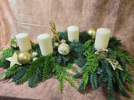 8002Adventkranz in S Form schön lang edel creme gold