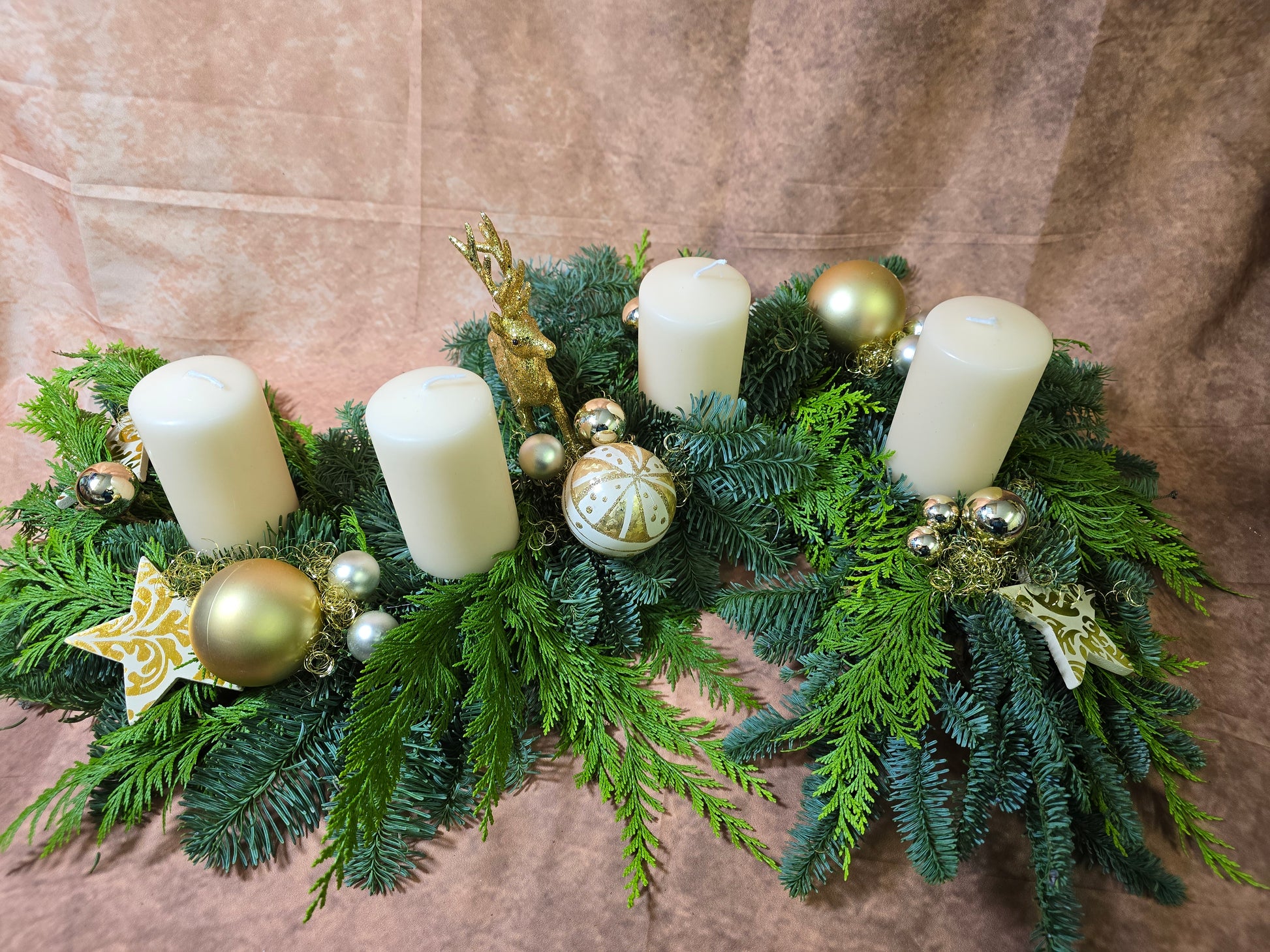 8002Adventkranz in S Form schön lang edel creme gold