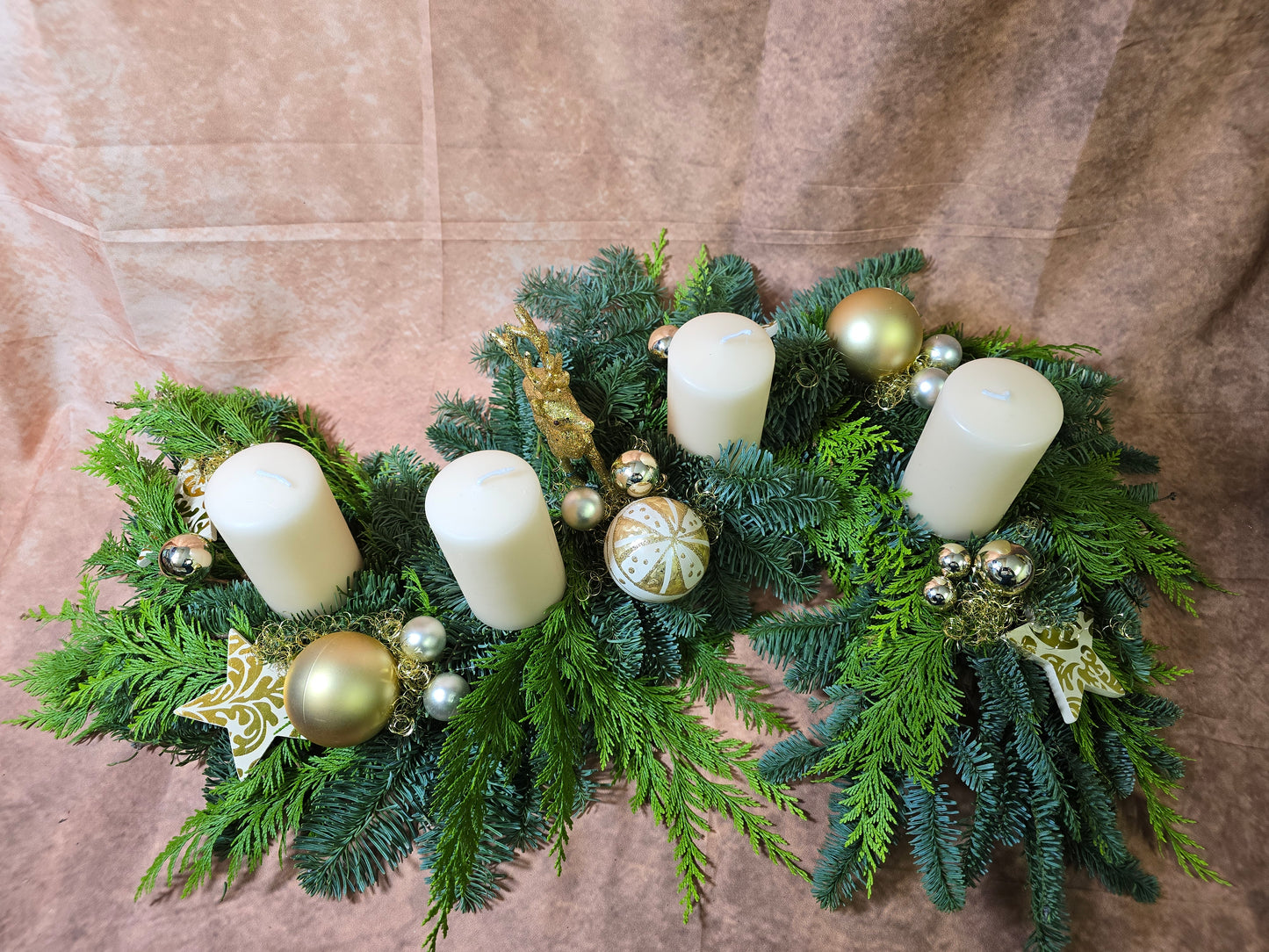 8002Adventkranz in S Form schön lang edel creme gold