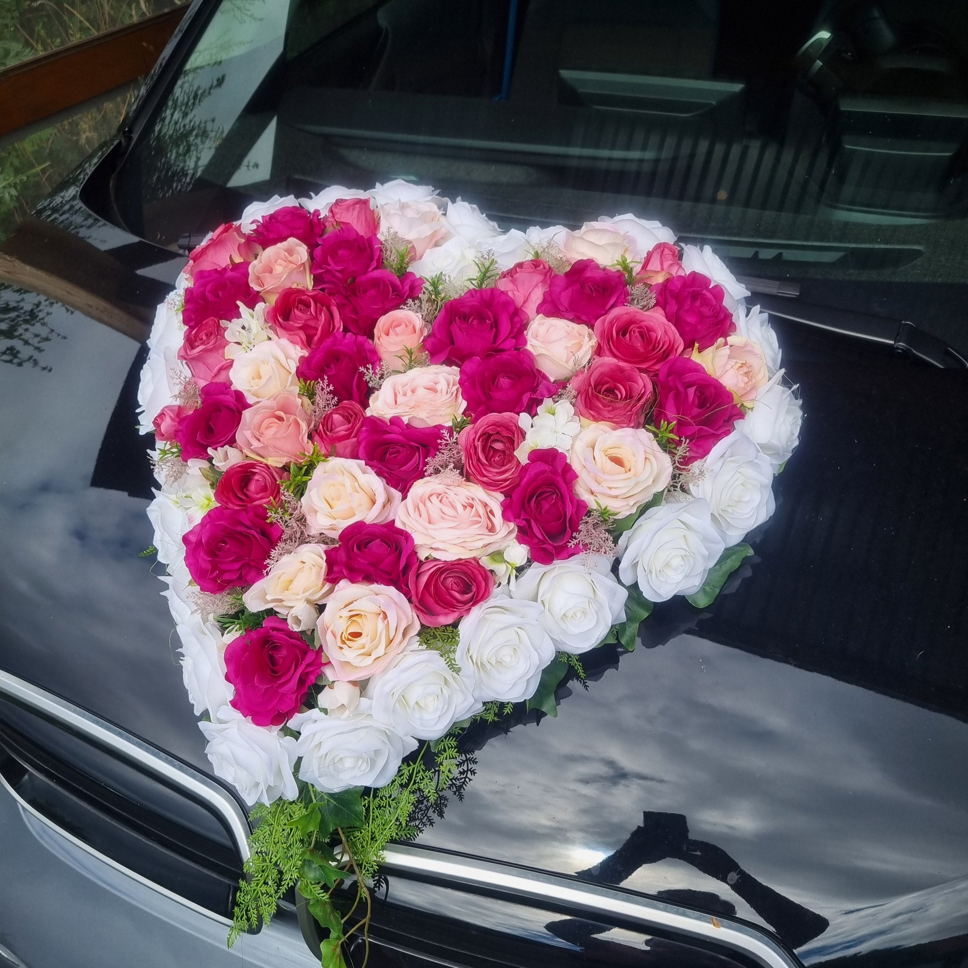 Autoherz geschlossen Blumenmix bunt