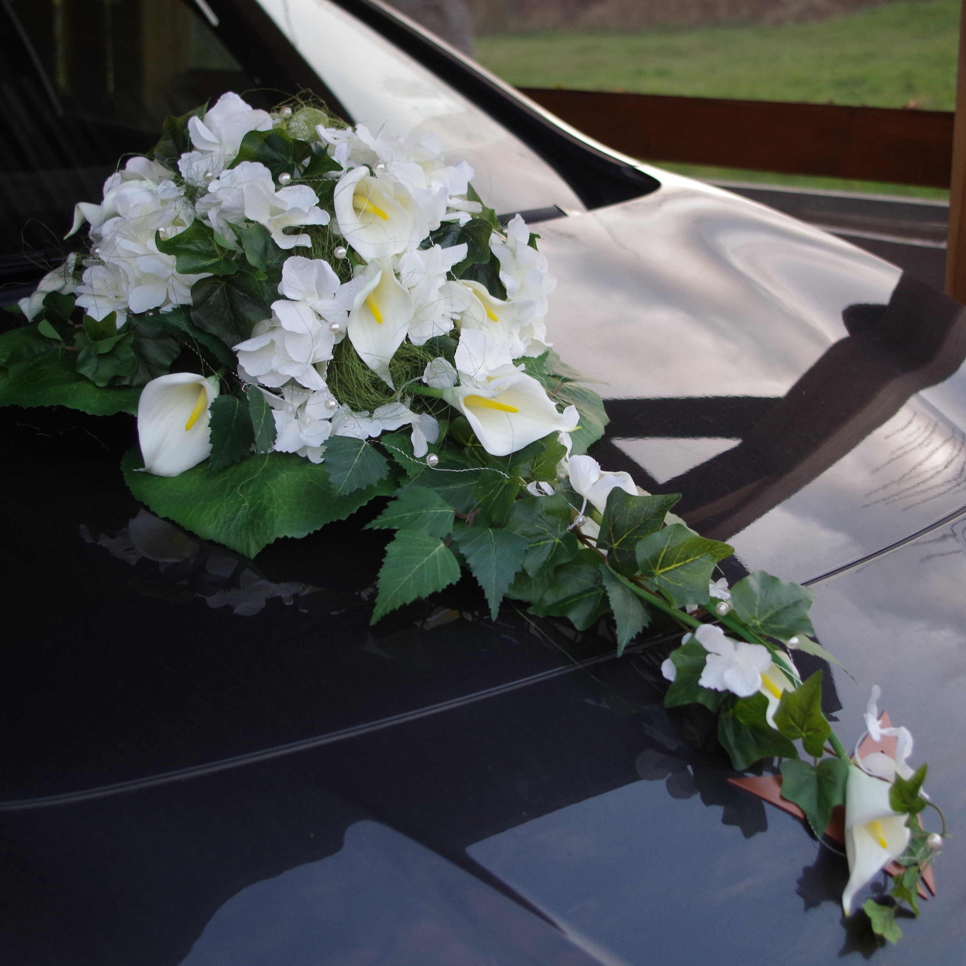 Autoschmuck Callas und Hortensien