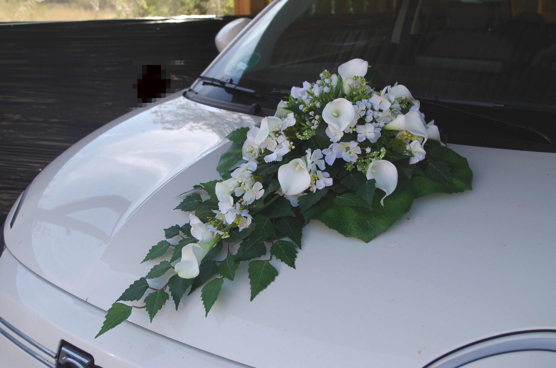 Autoschmuck Callas und Hortensien