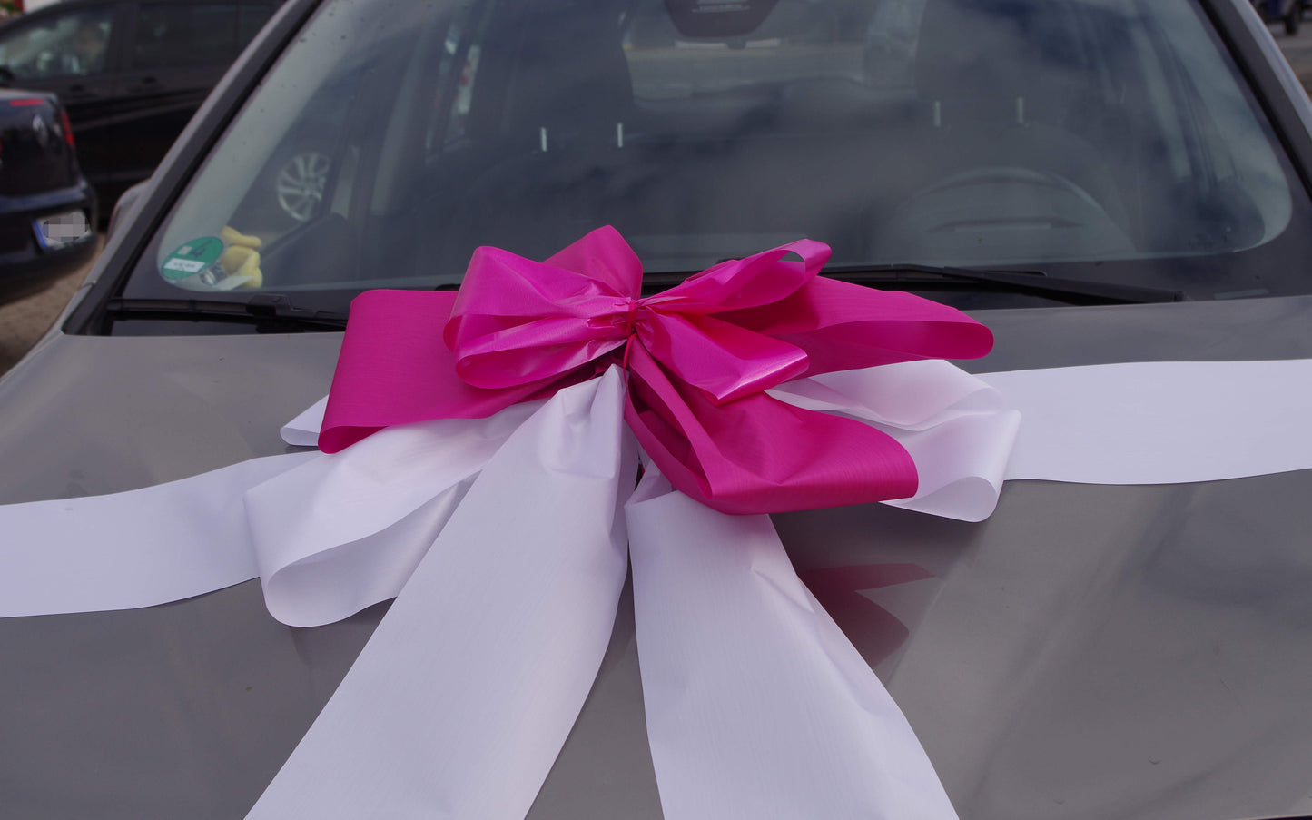 #9013 Schleife XXL Geschenk für Auto weiß-pink
