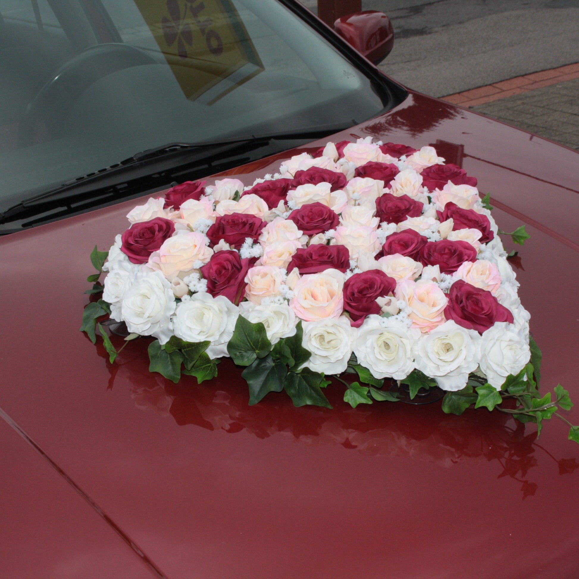 Autoherz geschlossen Blumenmix bunt
