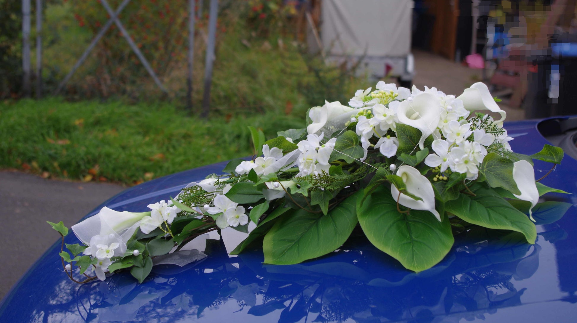 Autoschmuck Callas und Hortensien