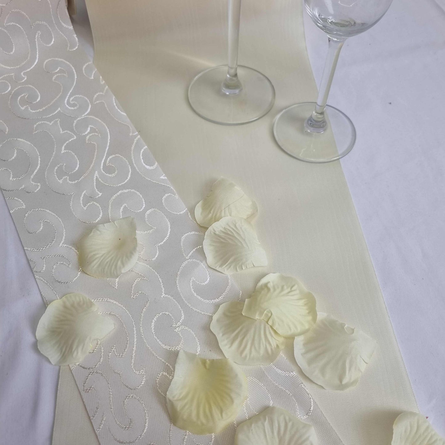 Moireband creme 0cm und Tischband