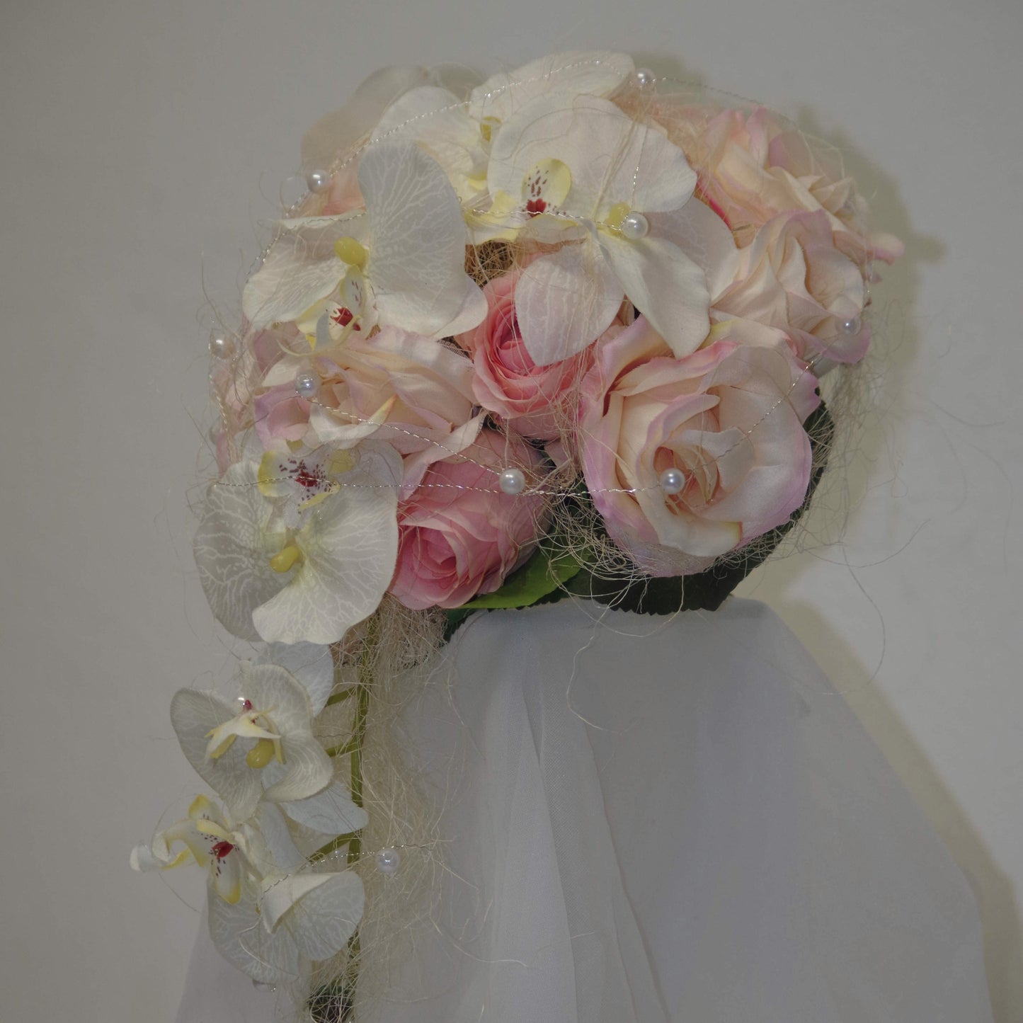 1082 Vintage Strauss rosa mit Perlen