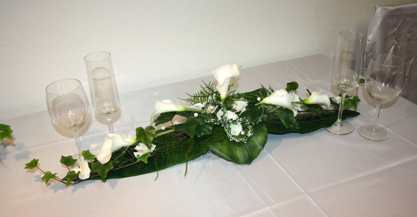 Tischgesteck Callas mit Ringen