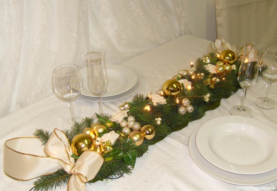 8049 Girlande mit Lichterkette für Kamin creme gold