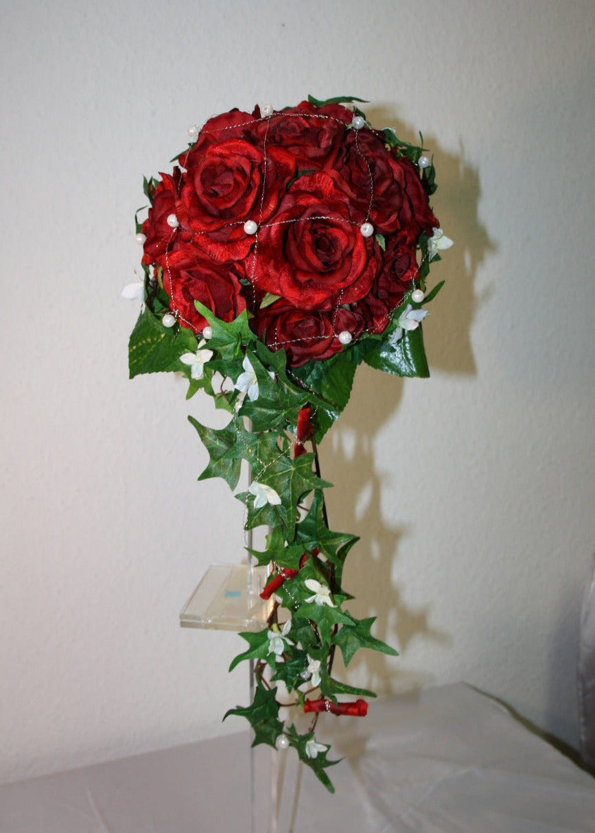 1074 Rosenkugel mit Ranke rot