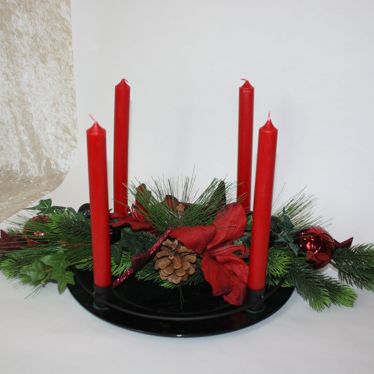 80474 Adventteller in schwarz bordeaux -rot sehr elegant haltbar