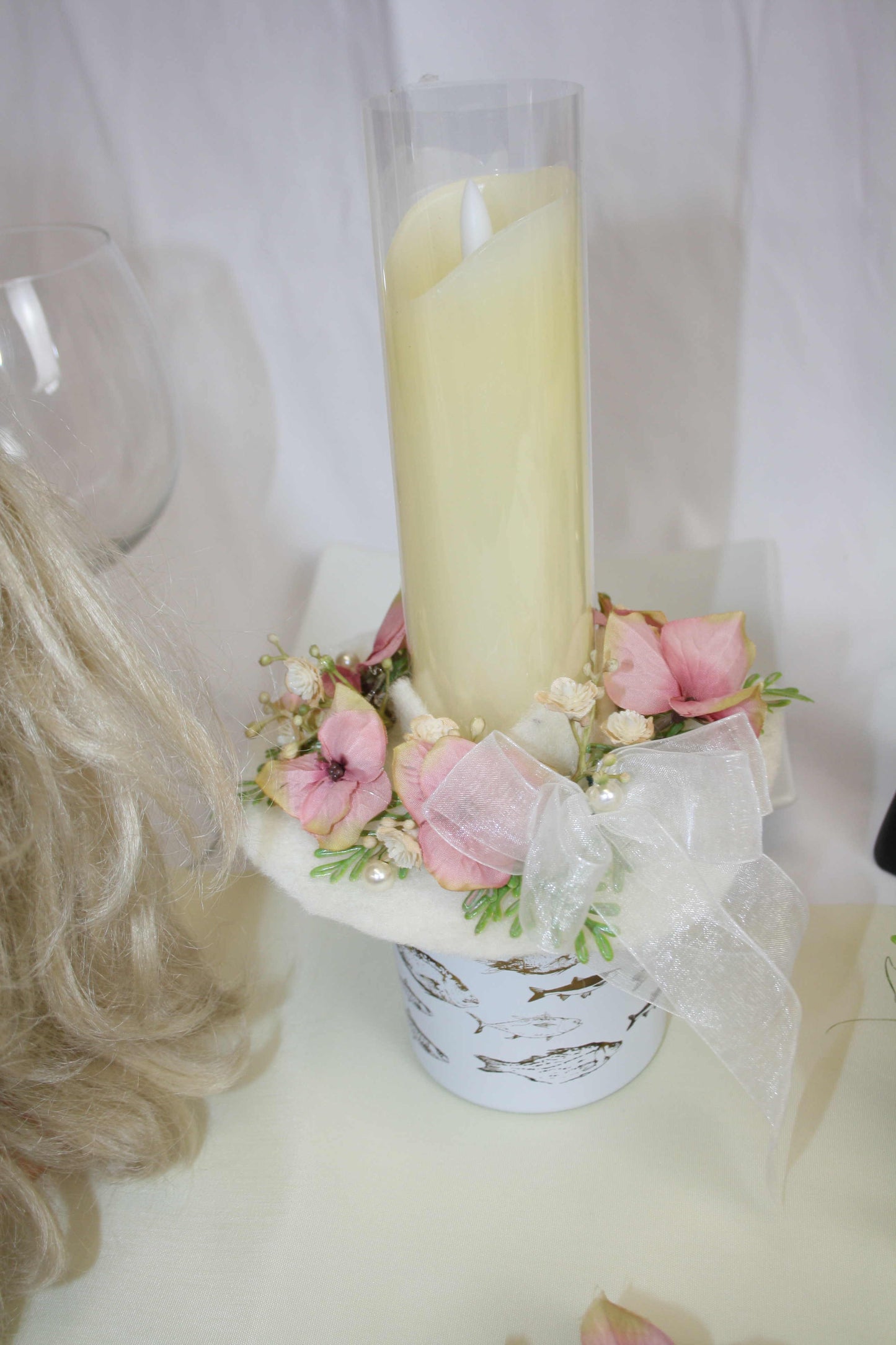 Kerzenring Tropfschutz Kerze rosa