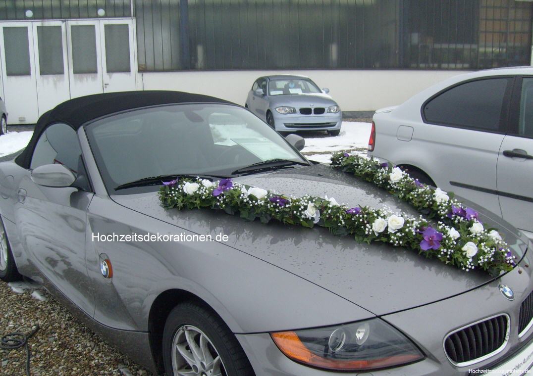 Autoschmuck V-Girlande Orchideen mit Rosen