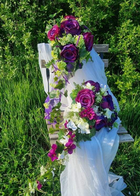 #1068 Brautstrauss violett/lila Wasserfall mit weiß