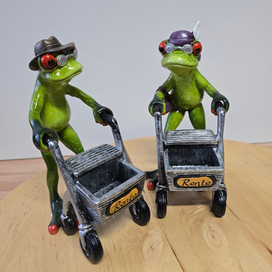 Rentner Frosch mit Rolator 16cm