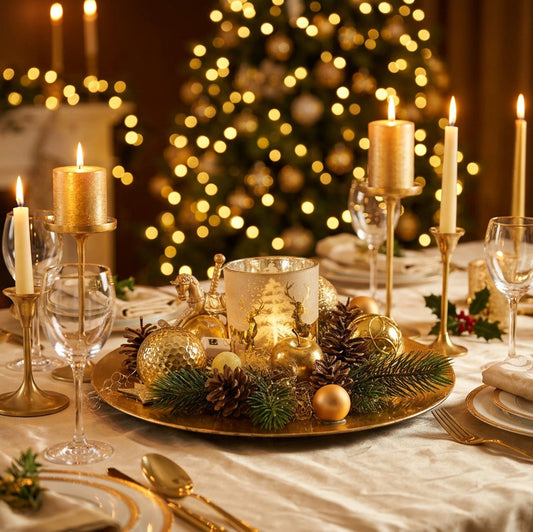 8057 Teller Advent gold mit Windlicht