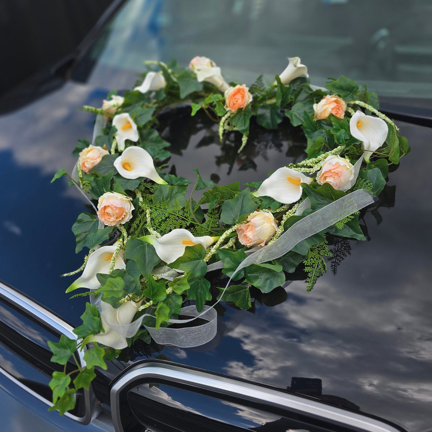 Autoherz Callas und Rosen Pastell