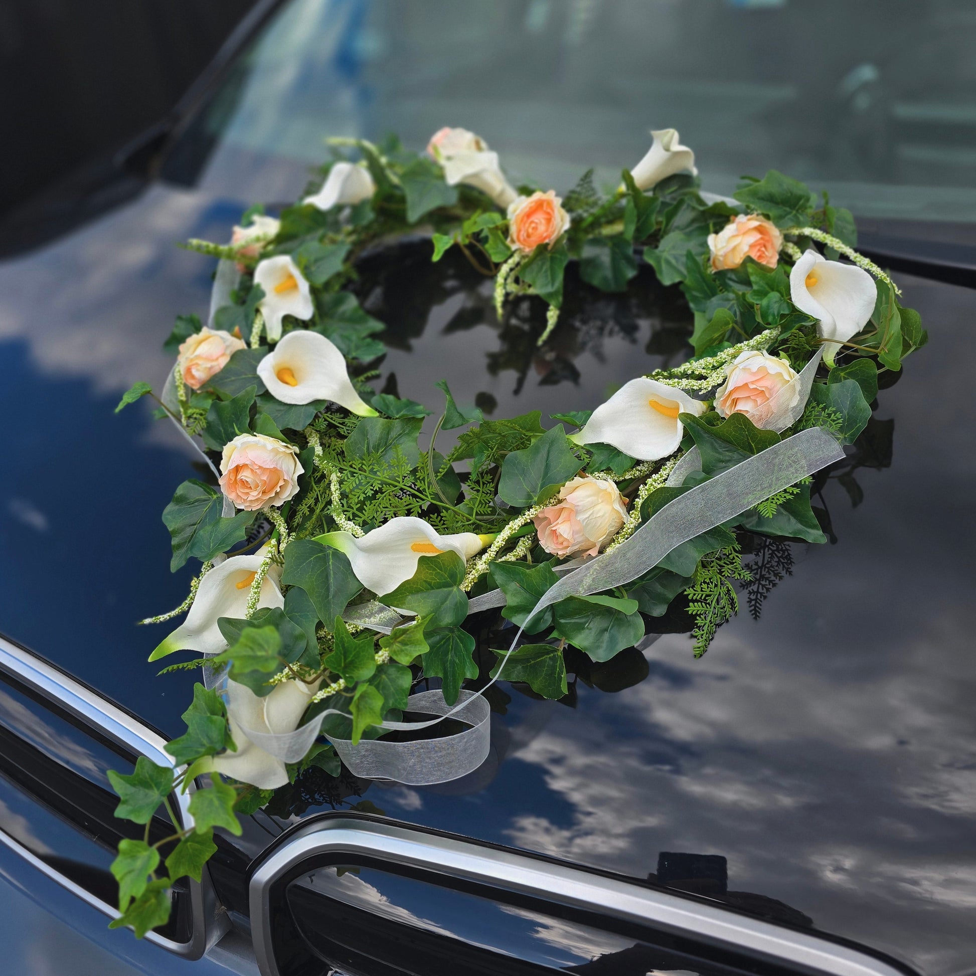 Autoherz Callas und Rosen Pastell