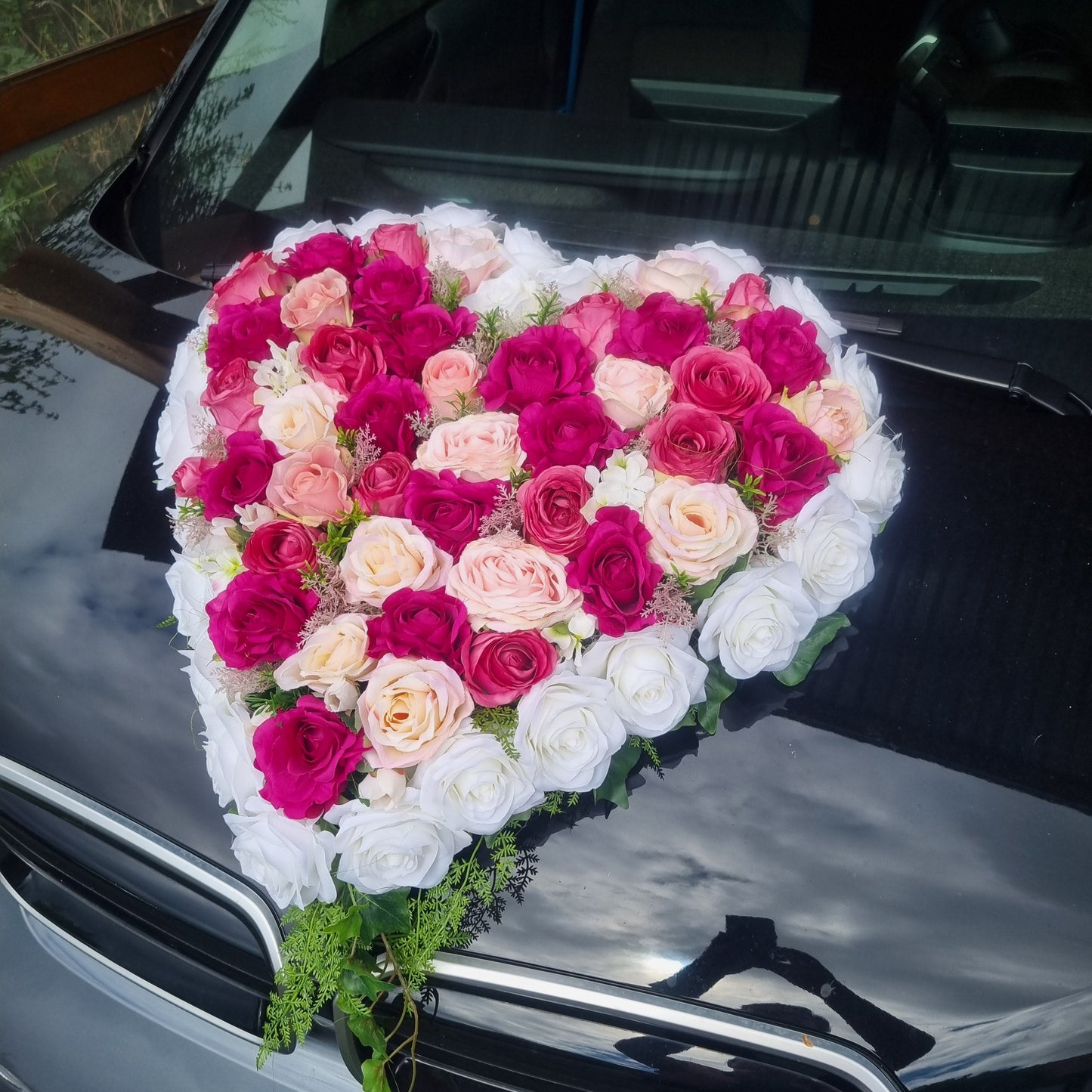 Autoherz geschlossen Blumenmix bunt