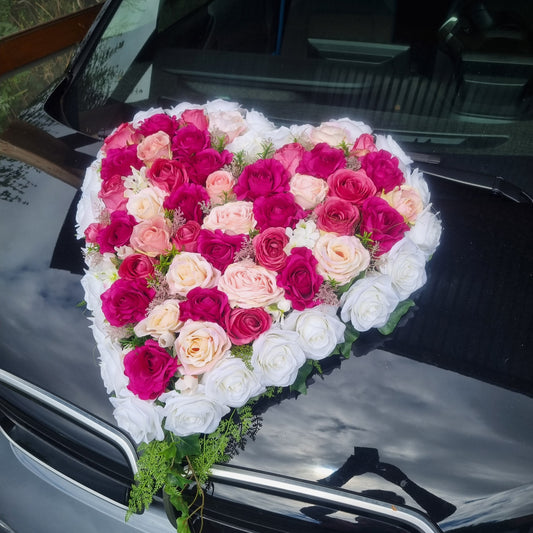 Autoherz geschlossen Blumenmix bunt