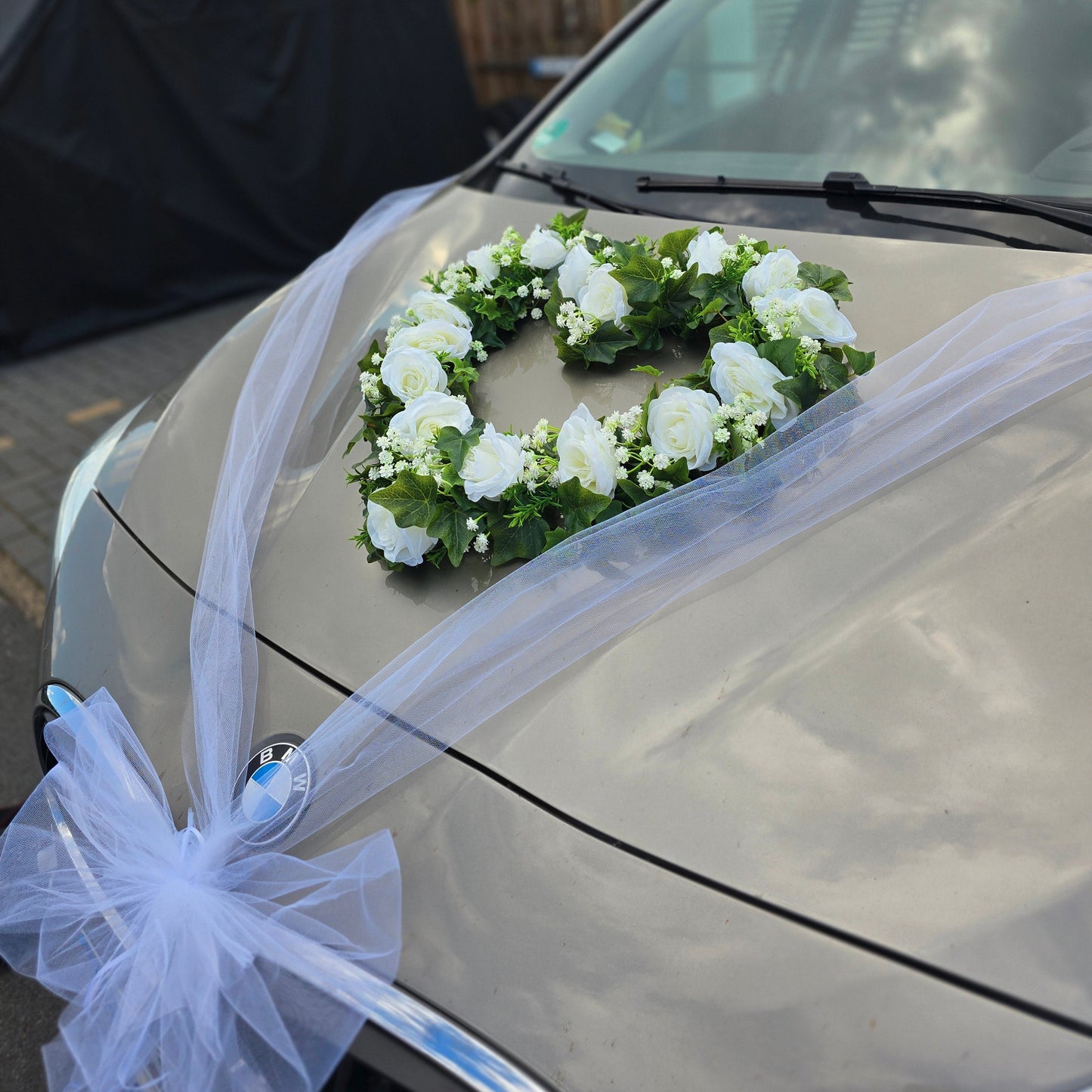 9032 Autoschleifen Deko  mit Tüll ideal für Kombination mit Autoschmuck
