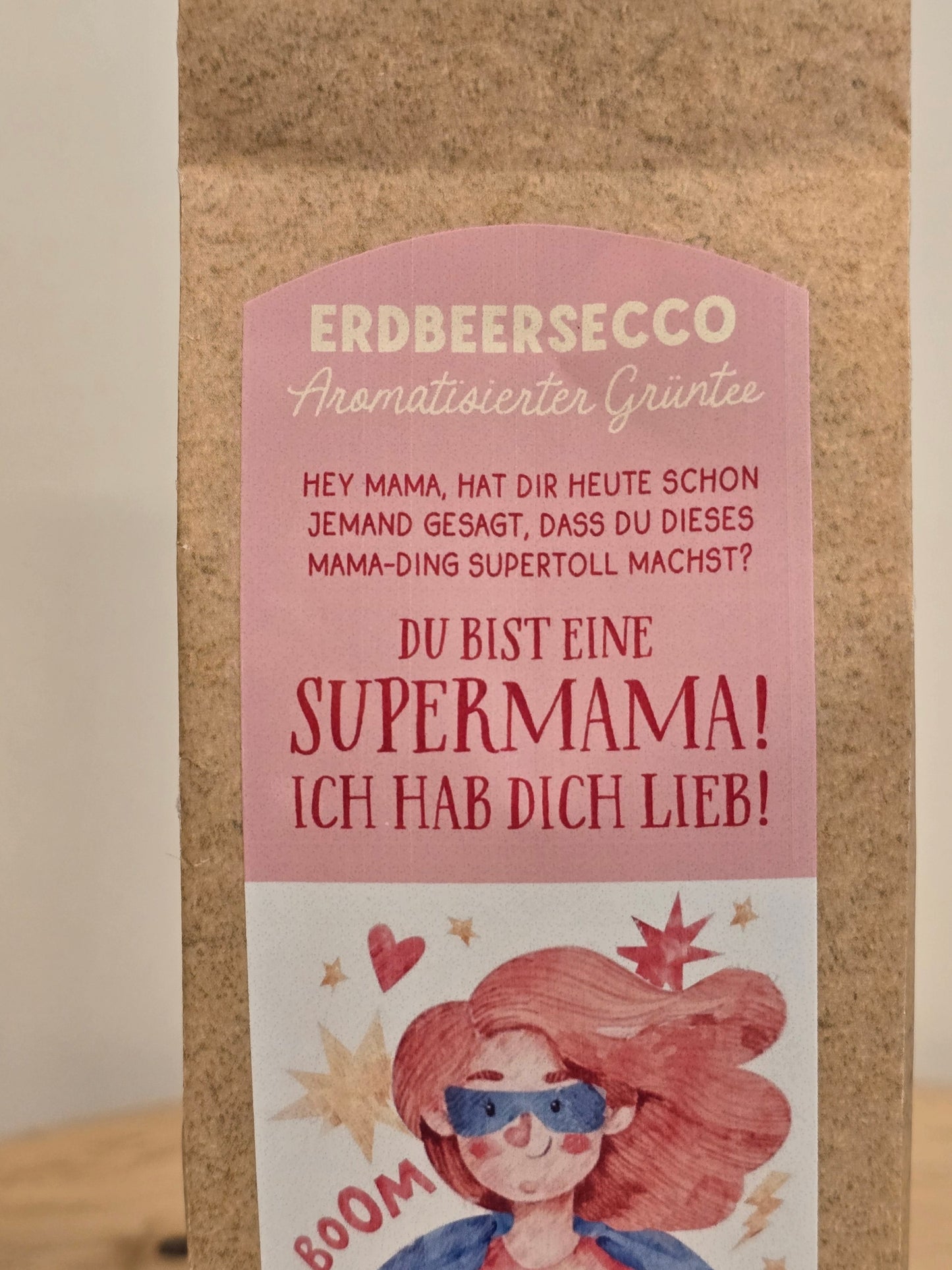 Supermama Tee mit Erdbeer 100gramm Ich hab dich Lieb Tee