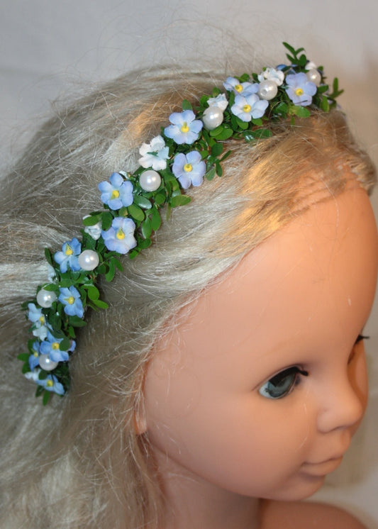 4011 Haarkranz mit Perlen und Vergißmeinnicht