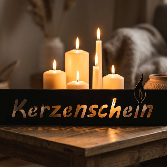 8043 Metalldeko schwarz Kerzenschein
