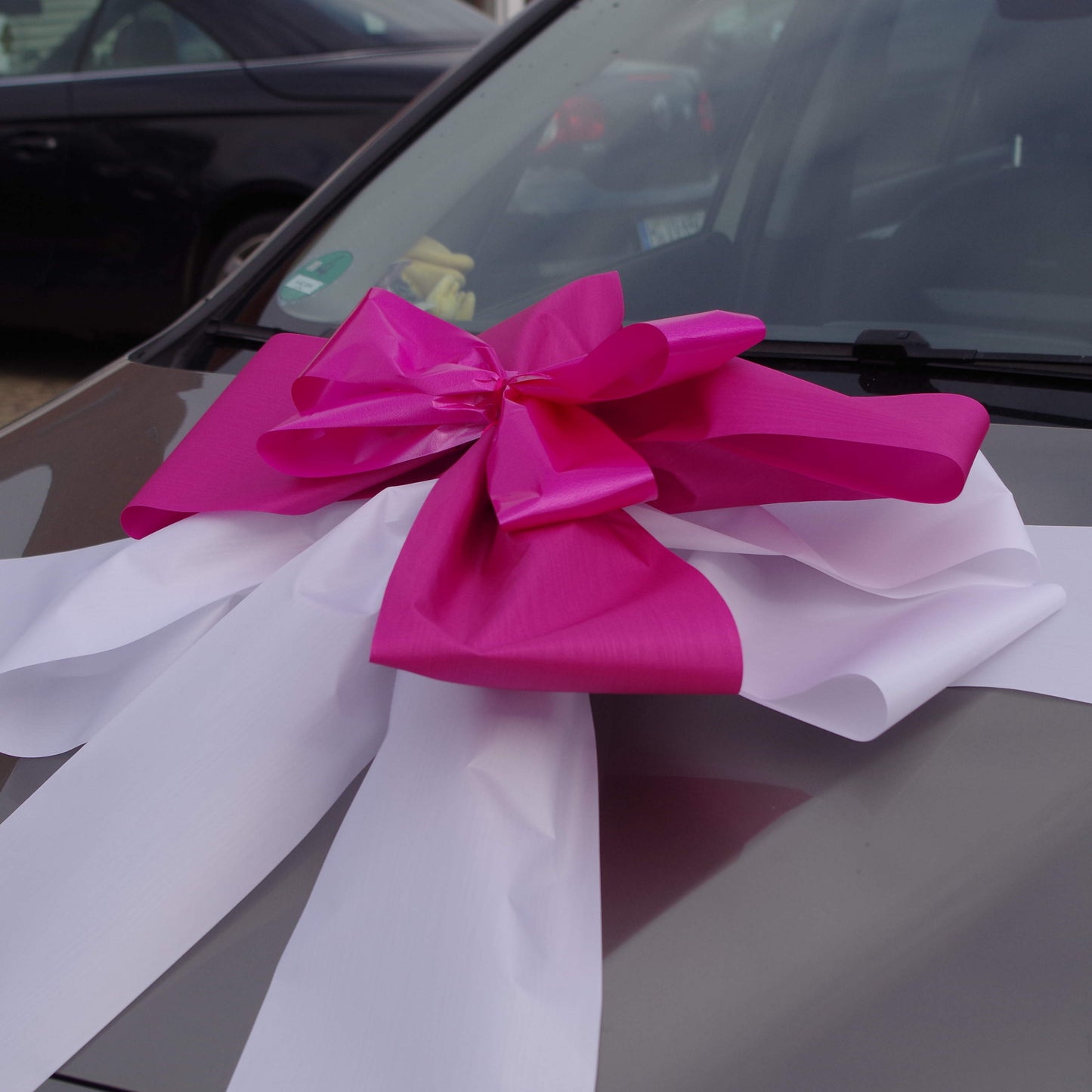 #9013 Schleife XXL Geschenk für Auto weiß-pink