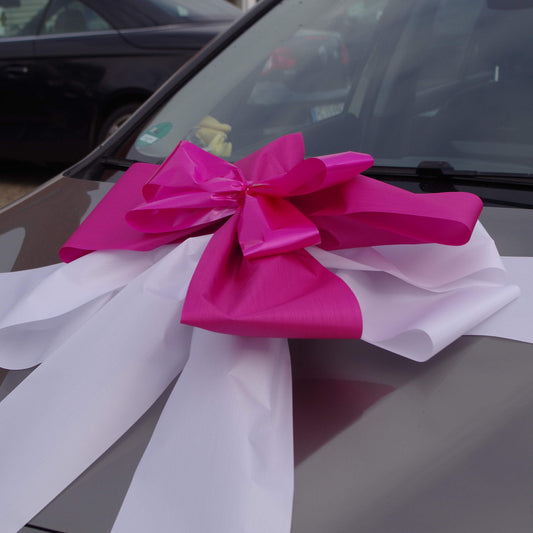 #9013 Schleife XXL Geschenk für Auto weiß-pink