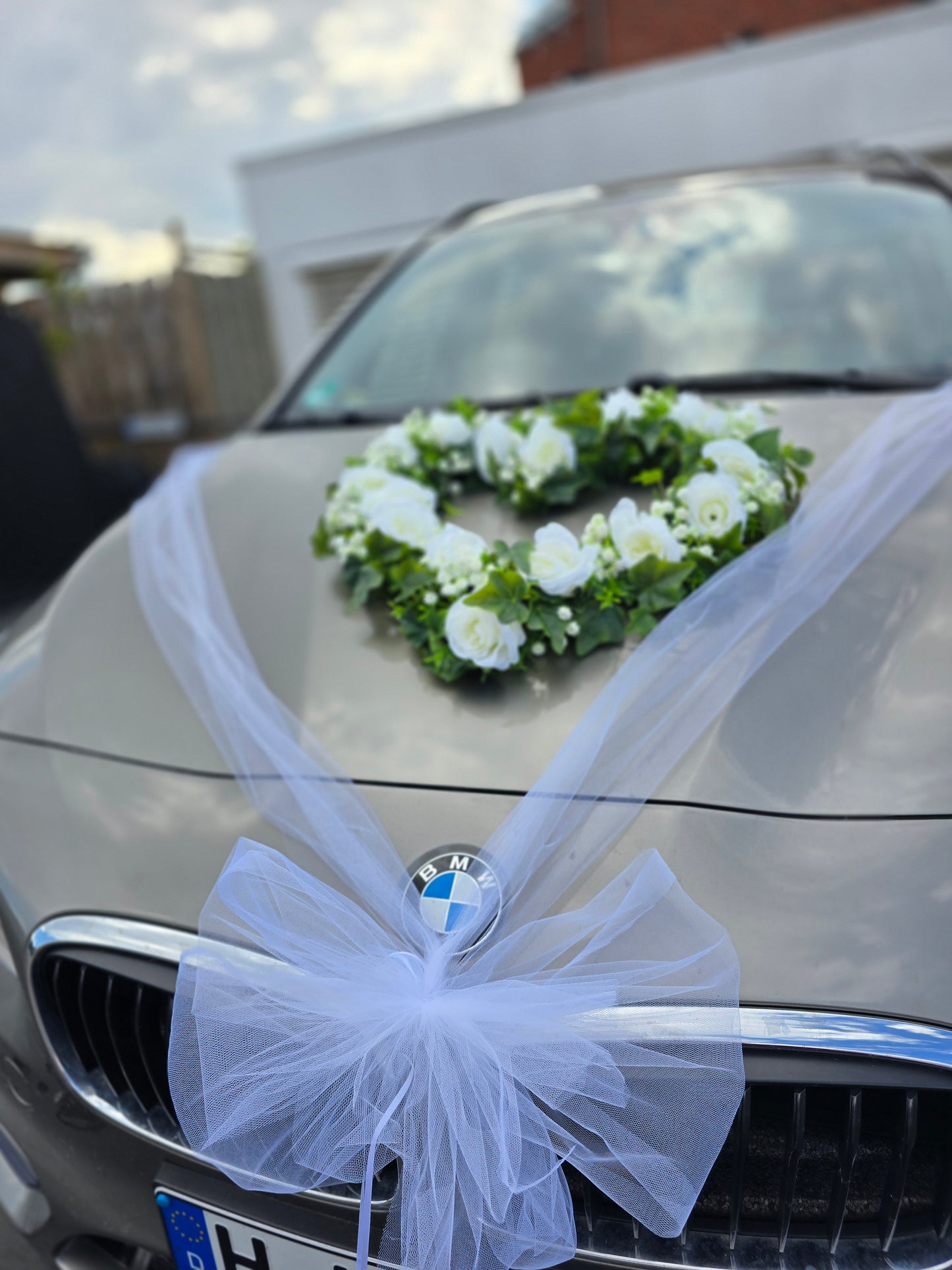 9032 Autoschleifen Deko  mit Tüll ideal für Kombination mit Autoschmuck