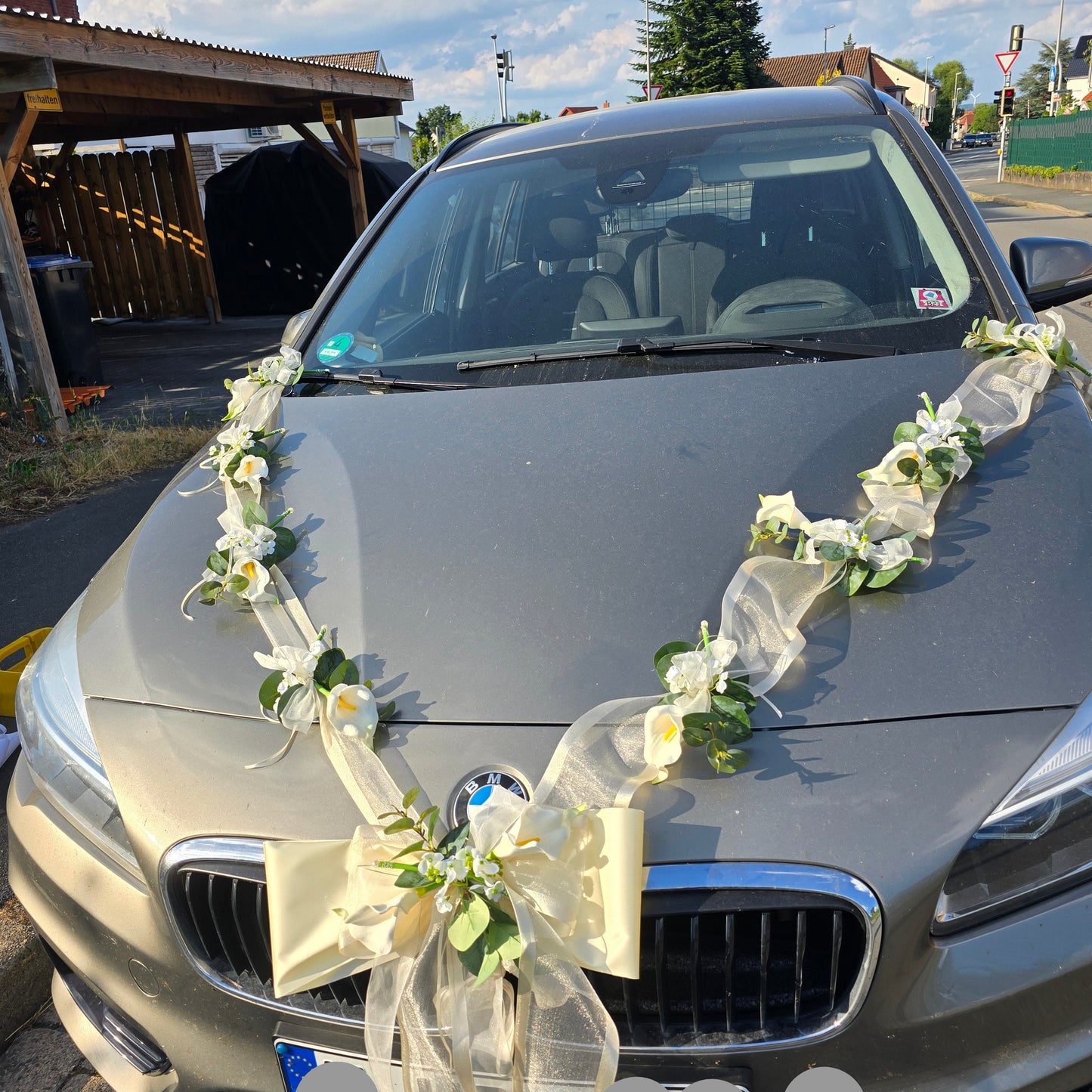 V-Girlande mit Bändern und Callas 190cm pro Seite