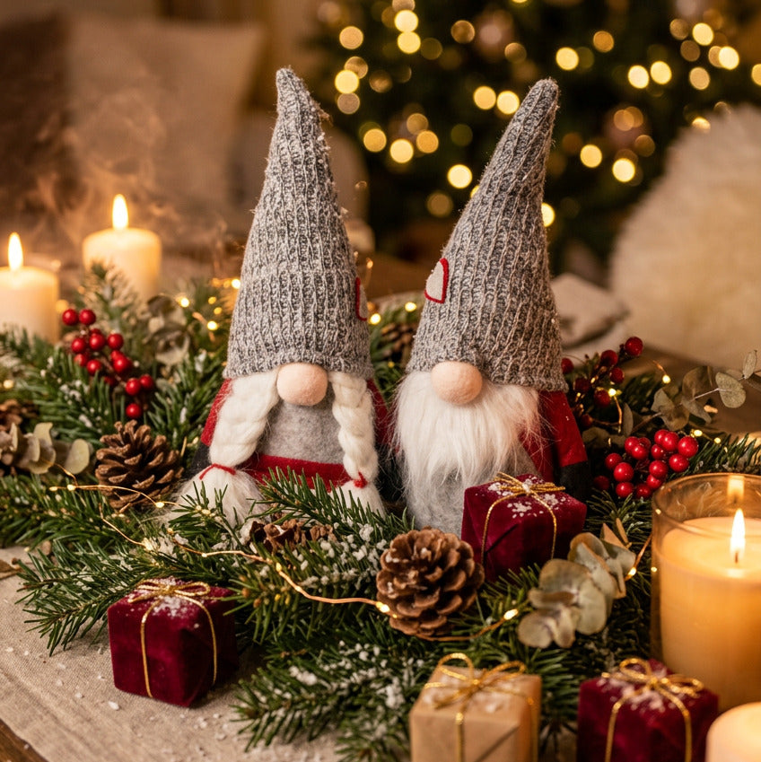 8092-4109 Weihnachtswichtel Paar Grau