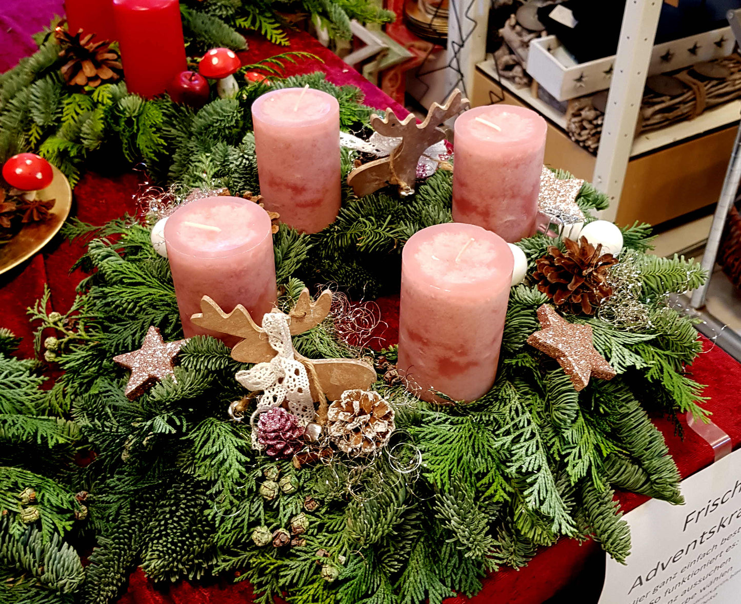 Adventskranz frisch mit Rustikkerzen