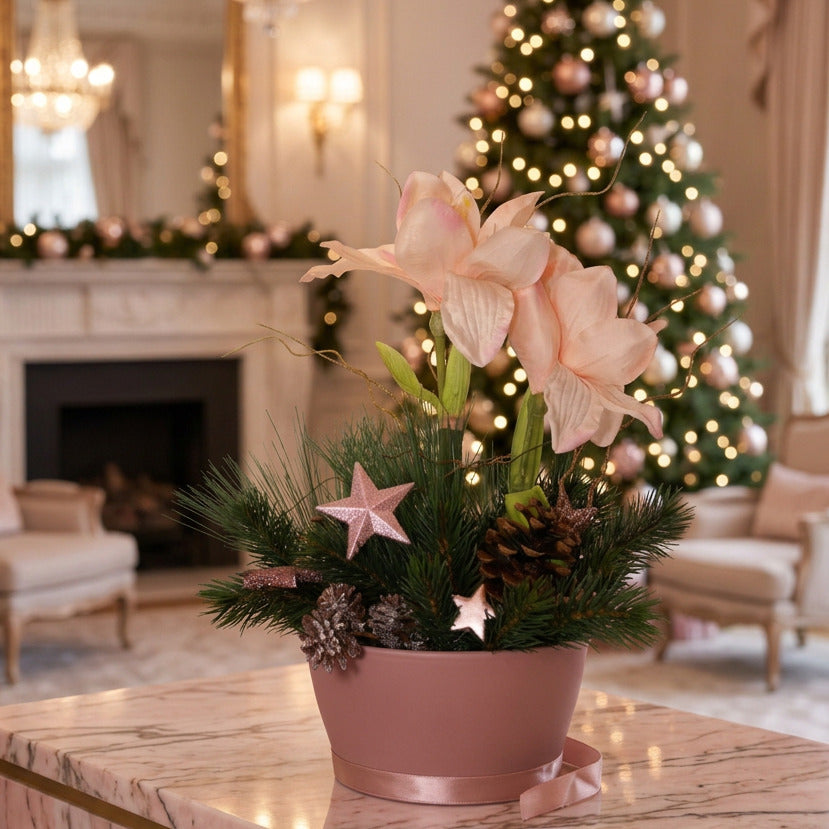80703 Schale Rosa Töne Weihnachten Amaryllis