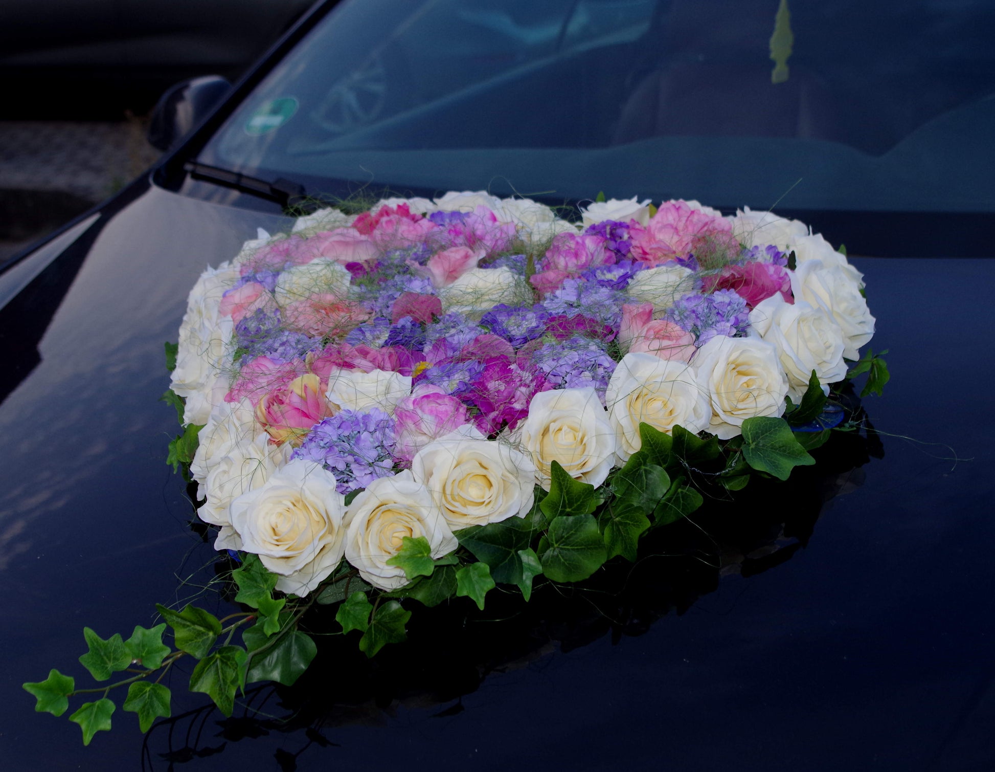 Autoherz Blumenmix flieder , himbeer und mehr