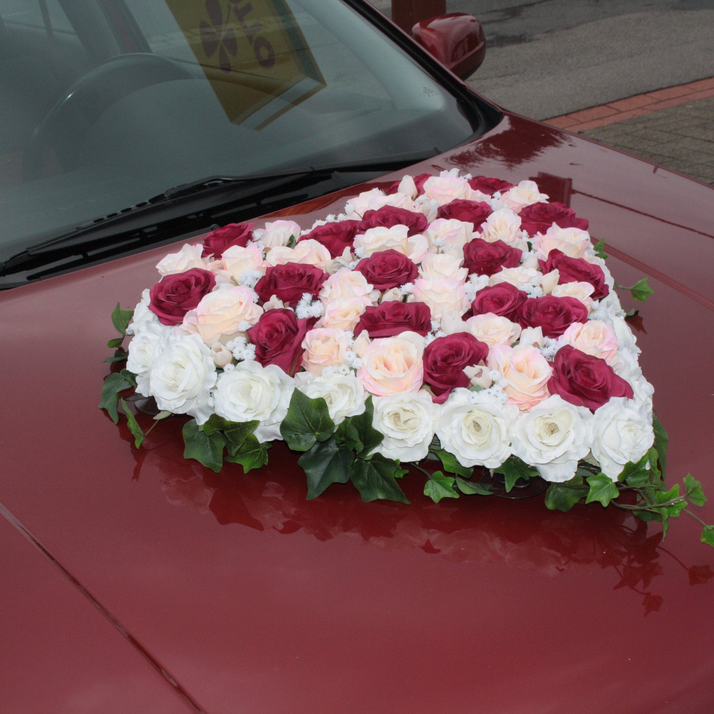 Autoherz geschlossen Blumenmix bunt