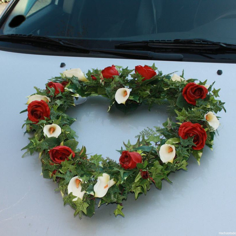 Autoherz offen Rosen und Callas