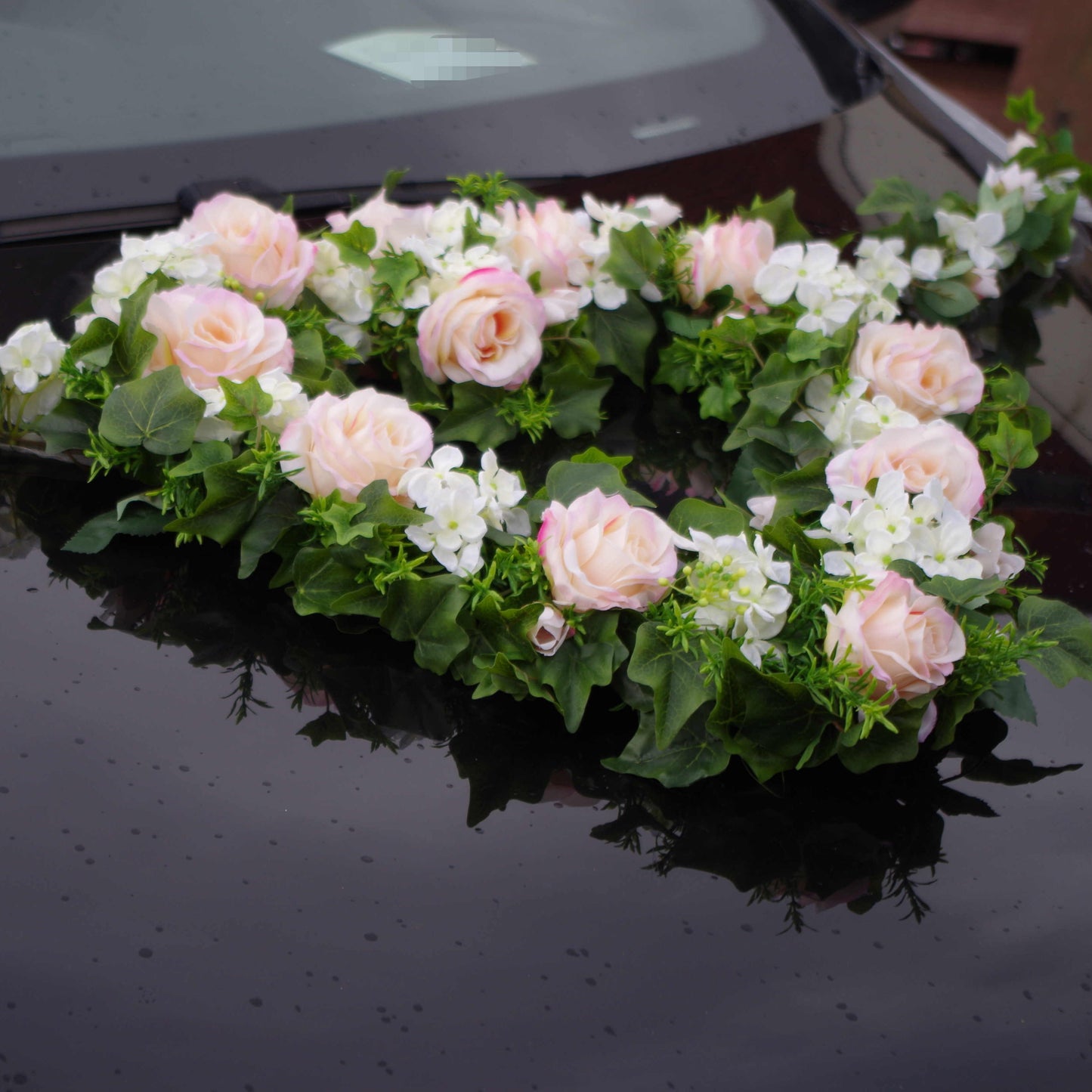 Autoherz wuschig mit Seitenarmen Rosen
