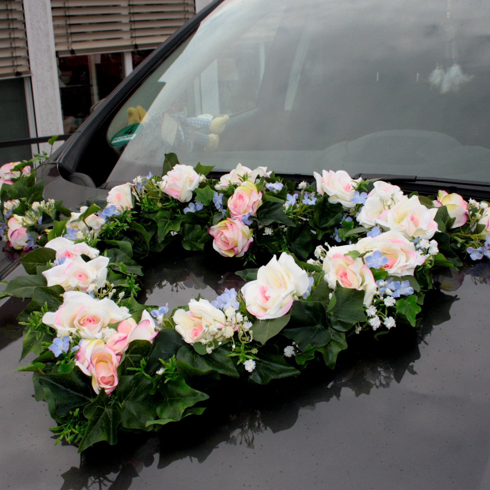 Autoherz wuschig verschiedene Blüten