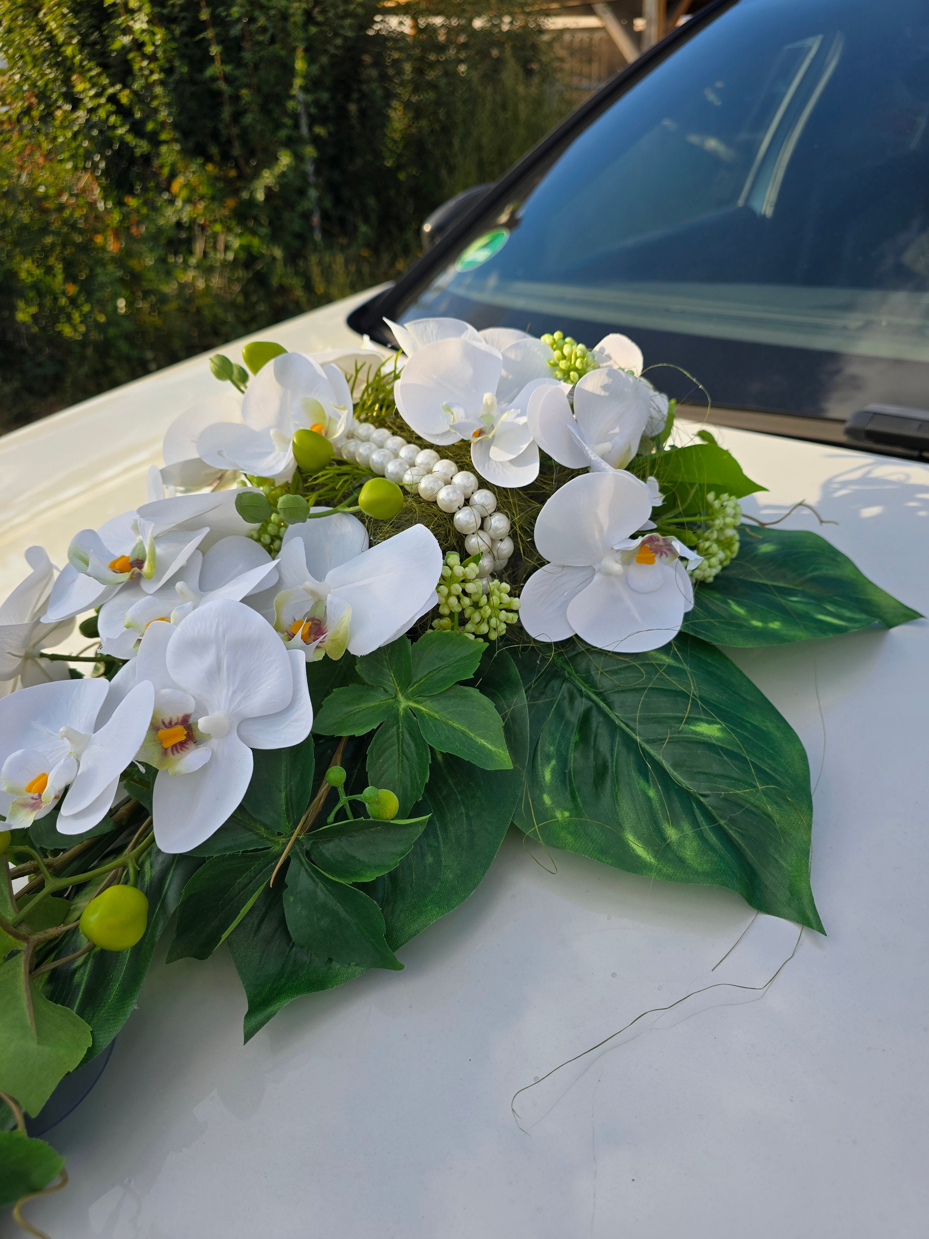 Autoschmuck Orchideen und Perlen