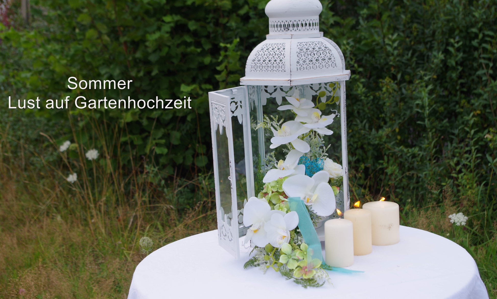 Gesteck f�r Windlicht Sommer Hochzeit