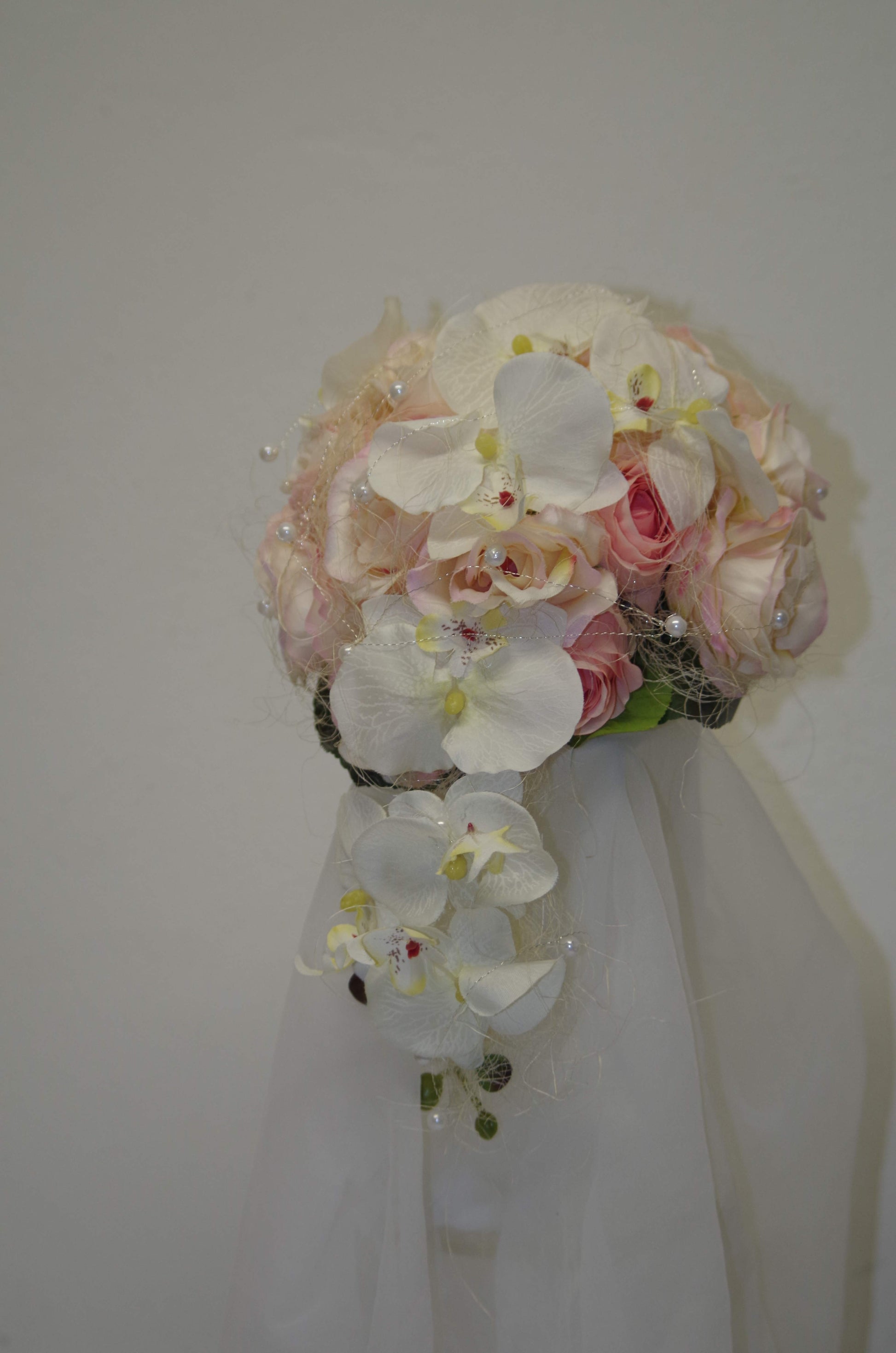 1082 Vintage Strauss rosa mit Perlen