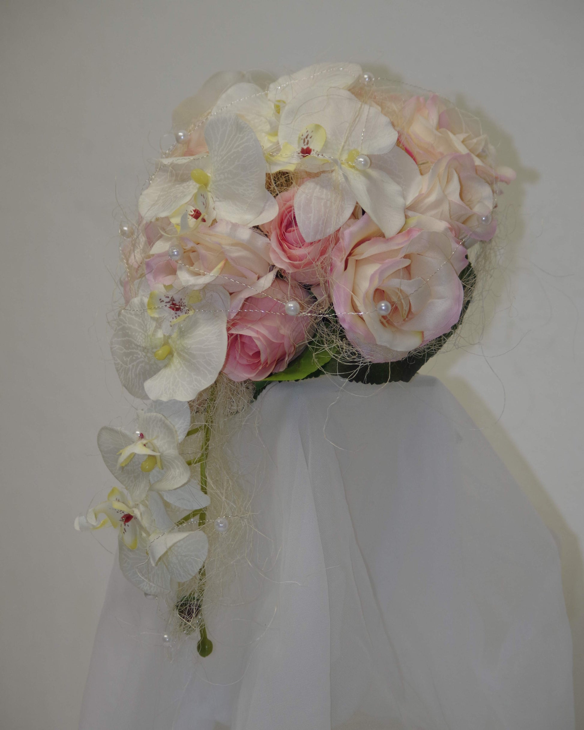 1082 Vintage Strauss rosa mit Perlen