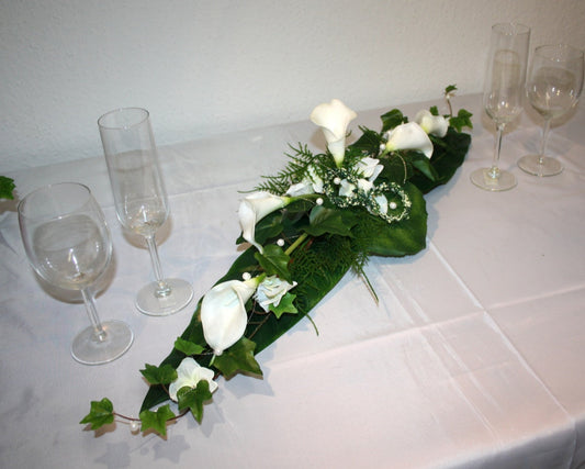 Tischgesteck Callas mit Ringen