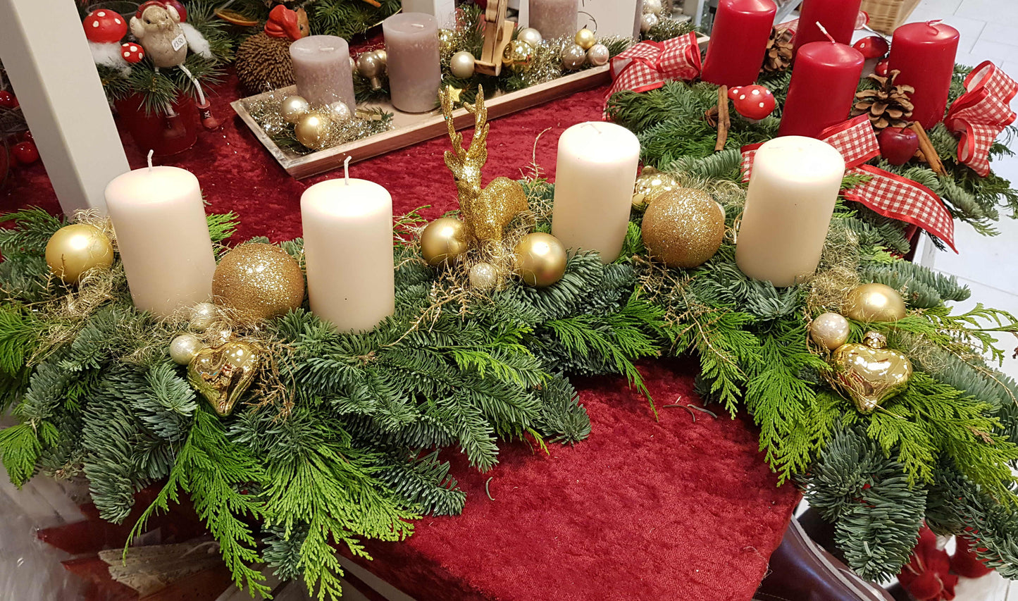 Adventkranz in S Form schön lang edel  creme gold