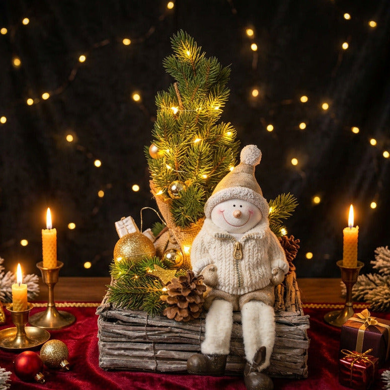 gesteck weihnachten schneemann