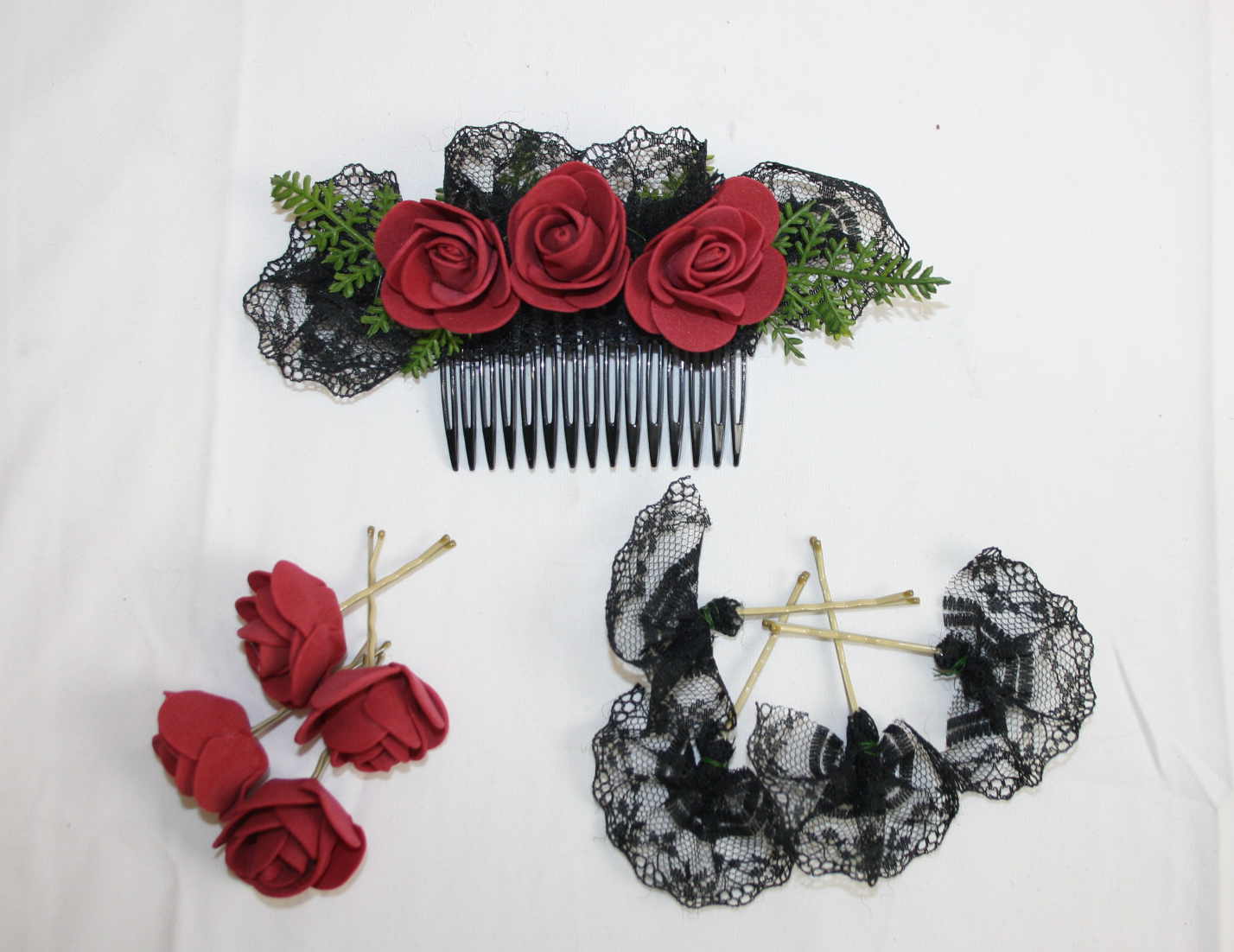 #4021 Haarrosen Rot  bordeaux Gothic/ Mittelalterhochzeit