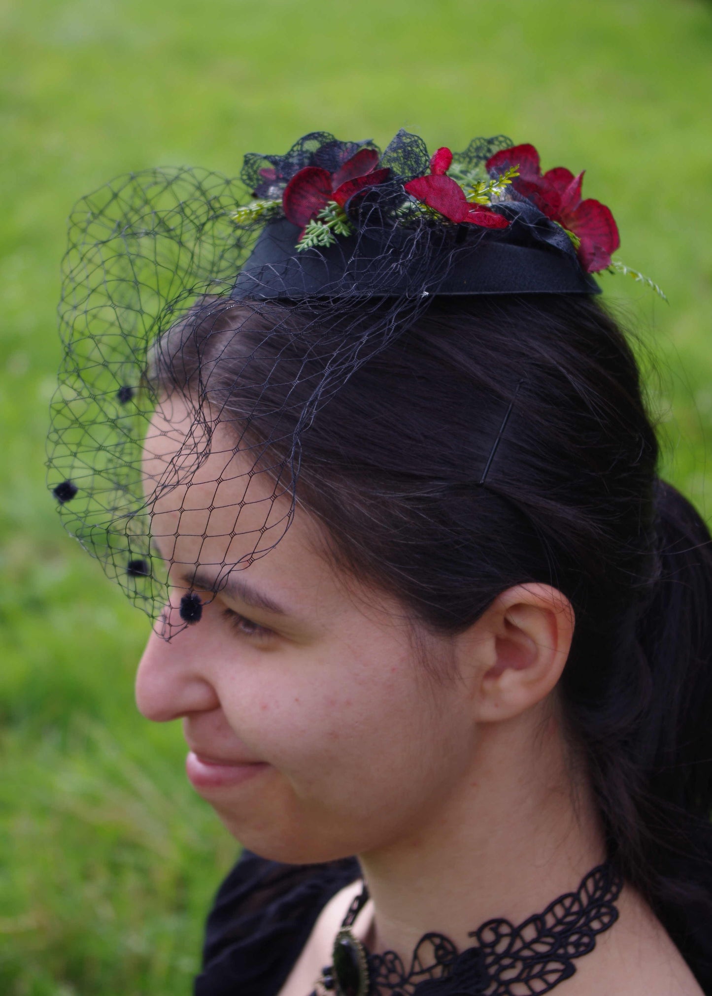 #4016 Haarschmuck Gotic Fascinator schwarz