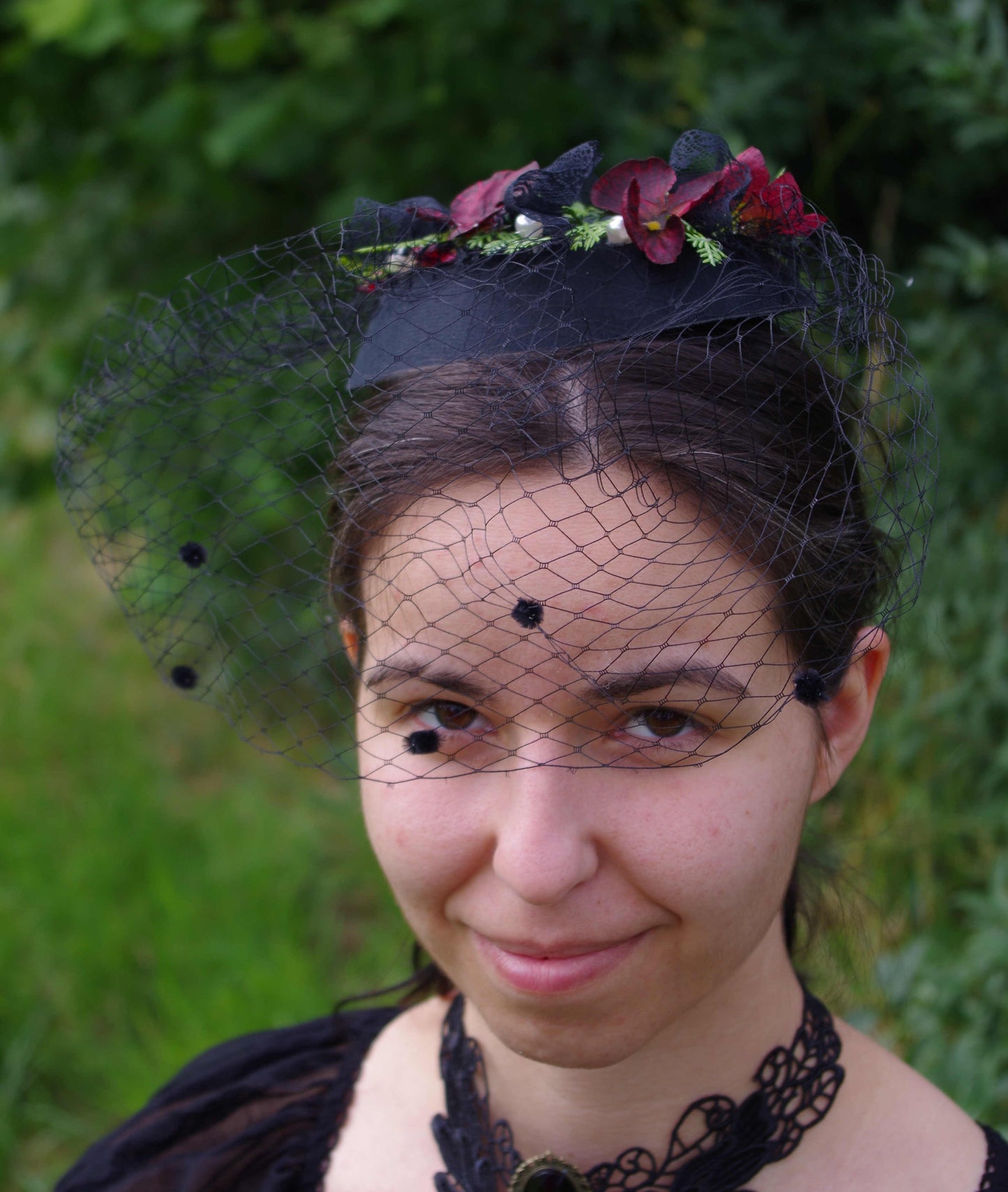 #4016 Haarschmuck Gotic Fascinator schwarz